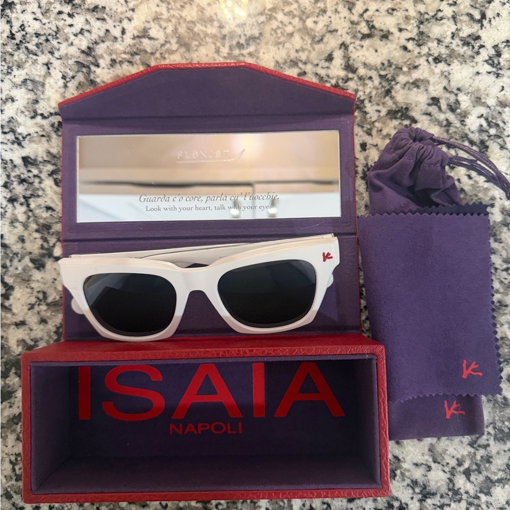 Isaia White Sunglasses with Red Case